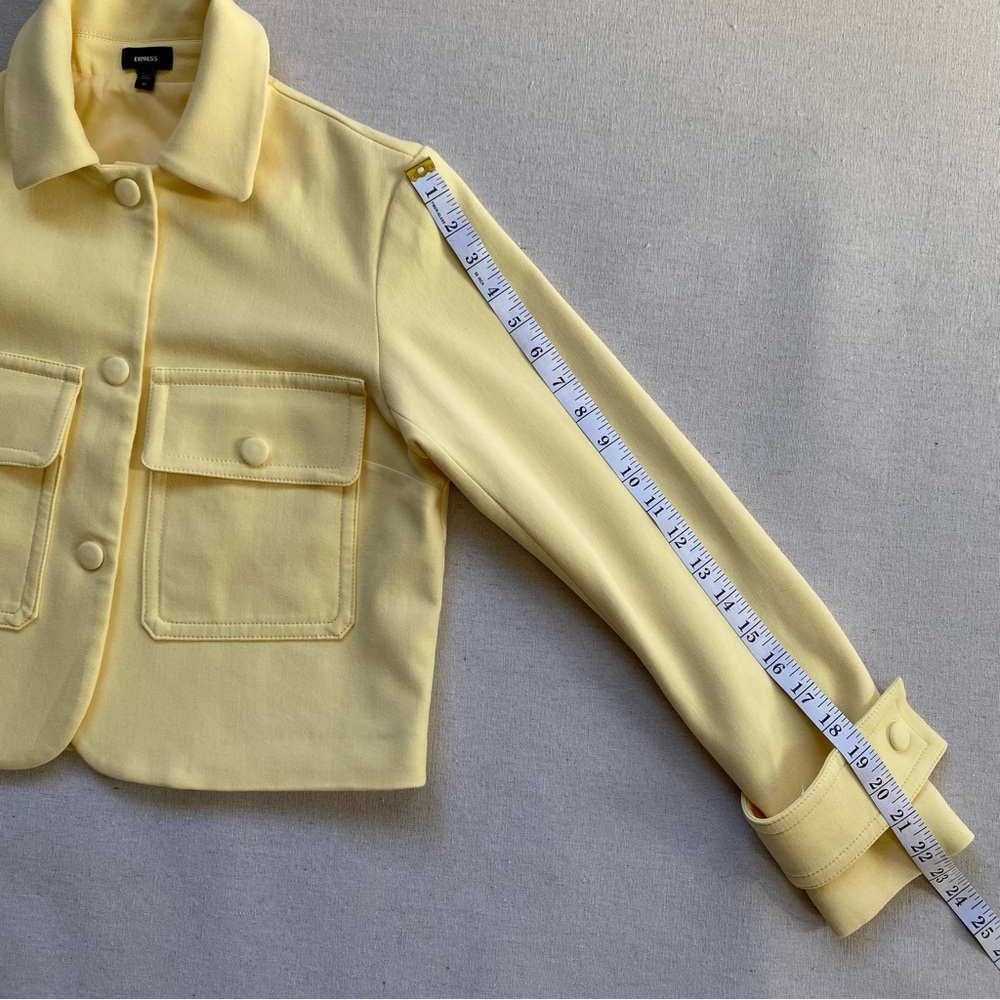 Express Cropped Snap Button Front Pastel Yellow B… - image 3